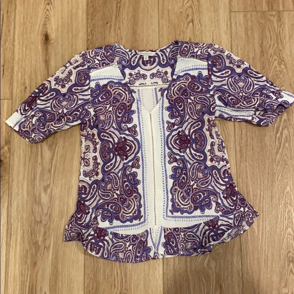 Lucky Brand v-neck short sleeve peplum blouse